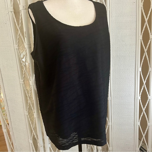 Jones New York Top Black Scoop Neck Wavy Line Texture Fully Lined Plus size 2X - Picture 2 of 15